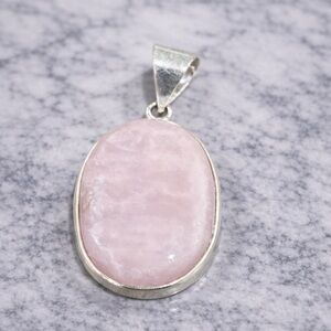 Sterling Silver Kunzite Oval Cabochon Pendant Natural Stone